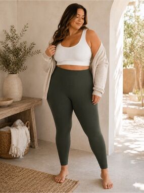 Aerie OFFLINE High-Waisted Leggings Army Green Size XL | Buttery Soft |